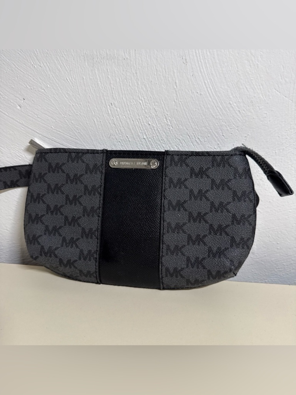 Michael Kors Black/Gray MK Logo Designer Belt Bag Fanny Pack Waist Bag S/M